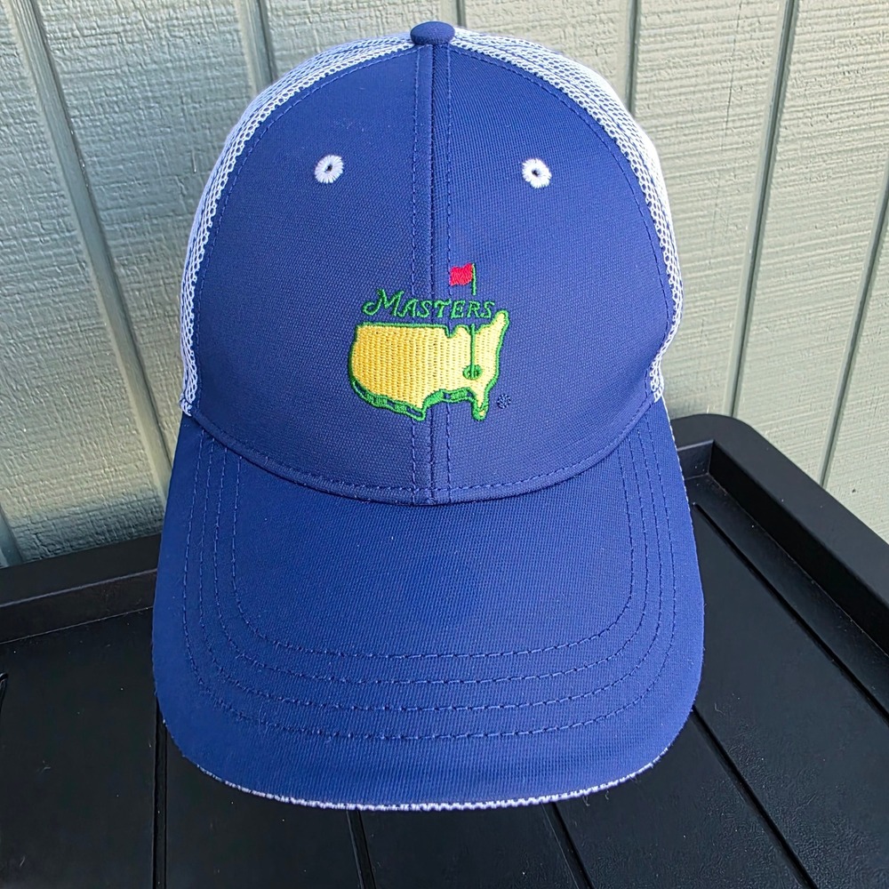 Masters Golf Trucker Hat Mens OSFA Blue White Mesh Adjustable Strapback